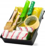 Zestaw malarski wałki pędzle kuweta do malowania