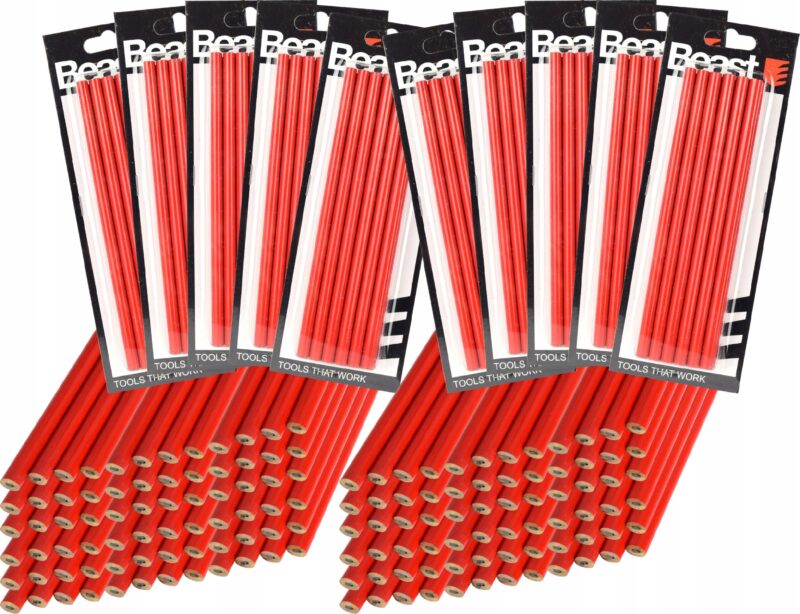 Ołówek stolarski cieselski czerwony zestaw 120szt